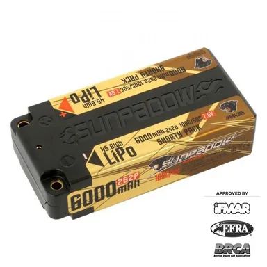 Sunpadow Shorty 6000mAh 7.6V 2S 100C/50C HV LiPo (4mm, 224g)