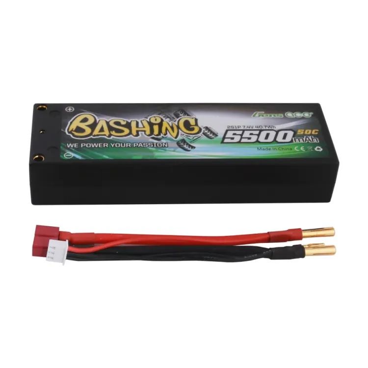 Gens Ace 5500mAh 2S 7.4V 50C HardCase RC Car Lipo Battery Pack with T-plug