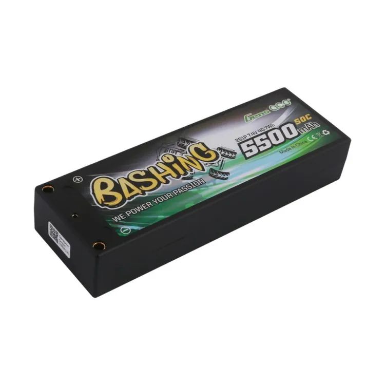 Gens Ace 5500mAh 2S 7.4V 50C HardCase RC Car Lipo Battery Pack with T-plug