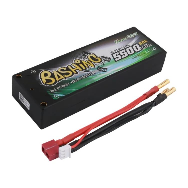 Gens Ace 5500mAh 2S 7.4V 50C HardCase RC Car Lipo Battery Pack with T-plug