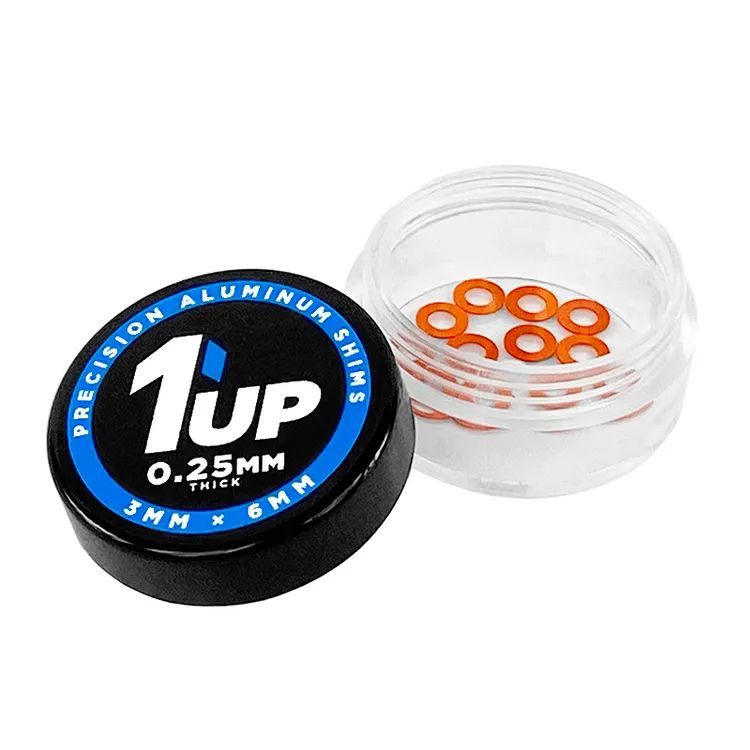 1up Racing 3x6x0.25mm Precision Aluminum Shims Orange (12pcs)