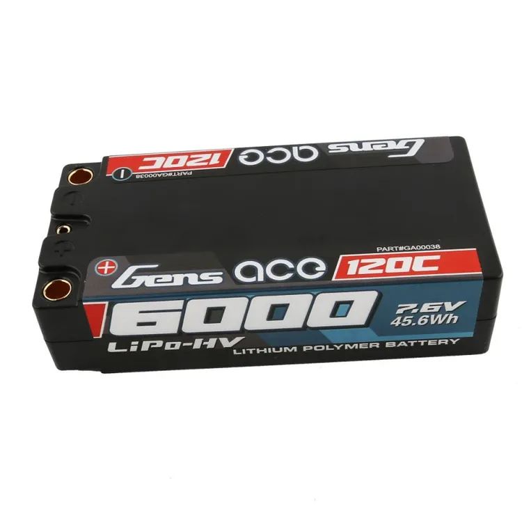Gens Ace 6000mAh 7.6V High Voltage 120C 2S2P Shorty Lipo (5mm)
