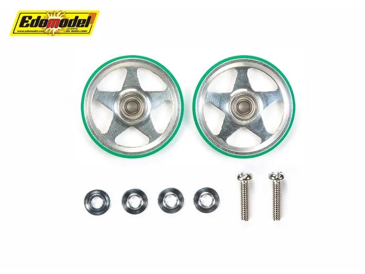 Rotelle in Alluminio 5 Razze 19mm Anello in Plastica Verde - 95493