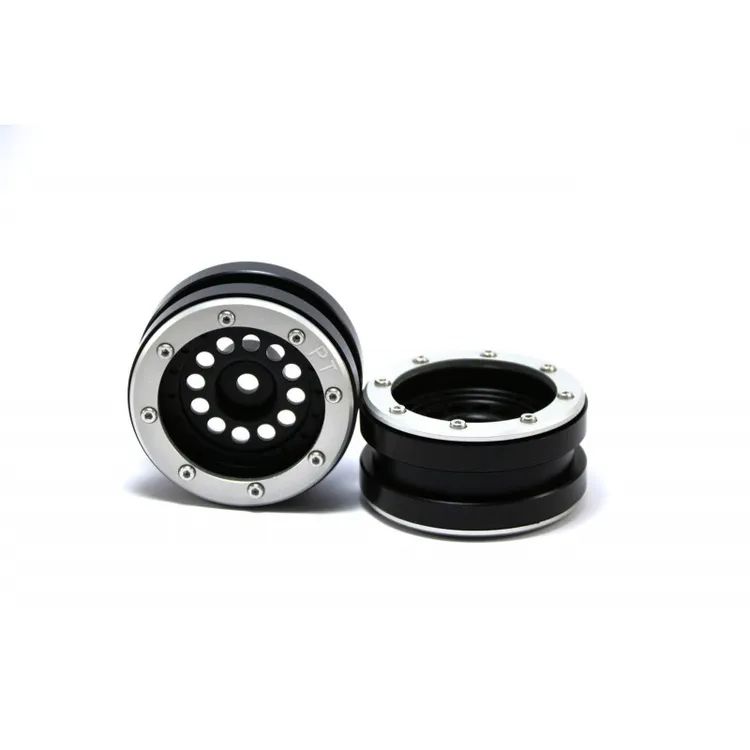 Cerchi in Alluminio Beadlock Wheels PT-Bullet Black/Silver 1.9'' (2 pcs)