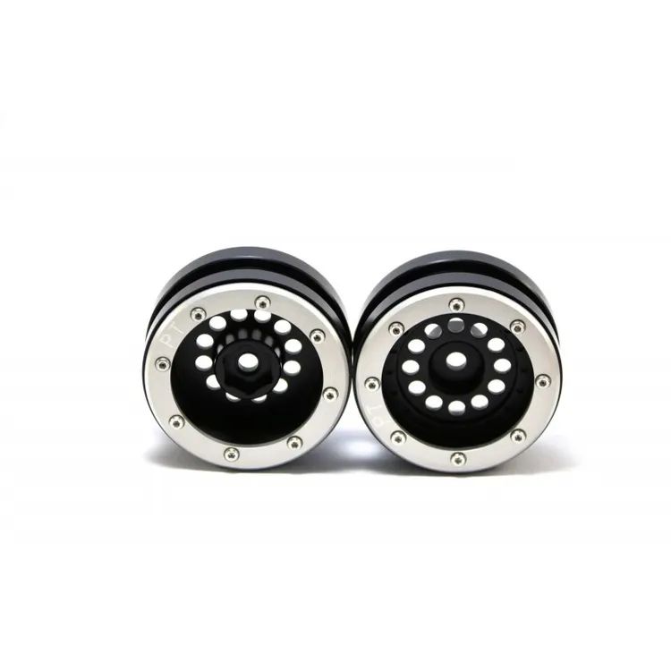 Cerchi in Alluminio Beadlock Wheels PT-Bullet Black/Silver 1.9'' (2 pcs)