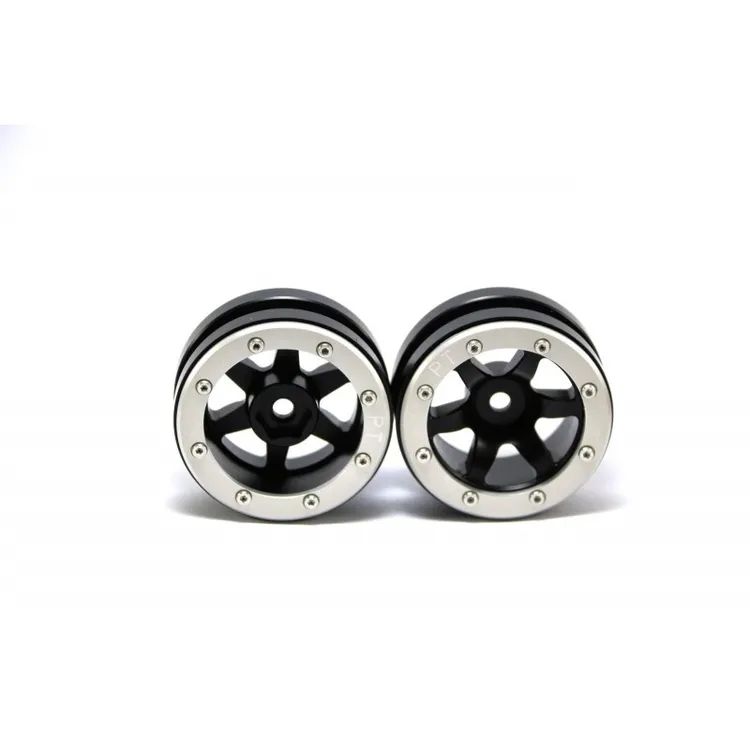 Cerchi in Alluminio Beadlock Wheels PT-Wave Black/Silver 1.9'' (2 pcs)
