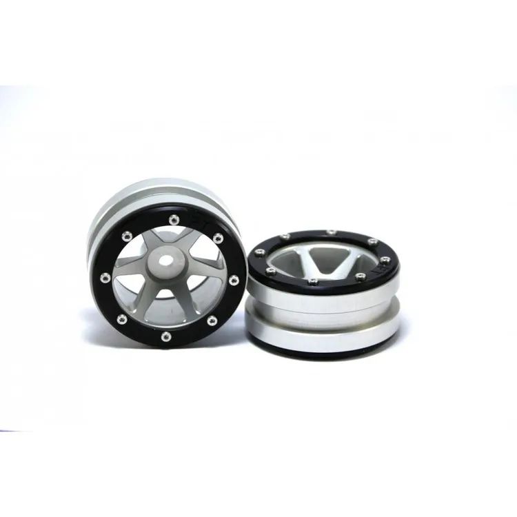 Cerchi in Alluminio Beadlock Wheels PT- Slingshot Silver/Black 1.9'' (2 pcs)