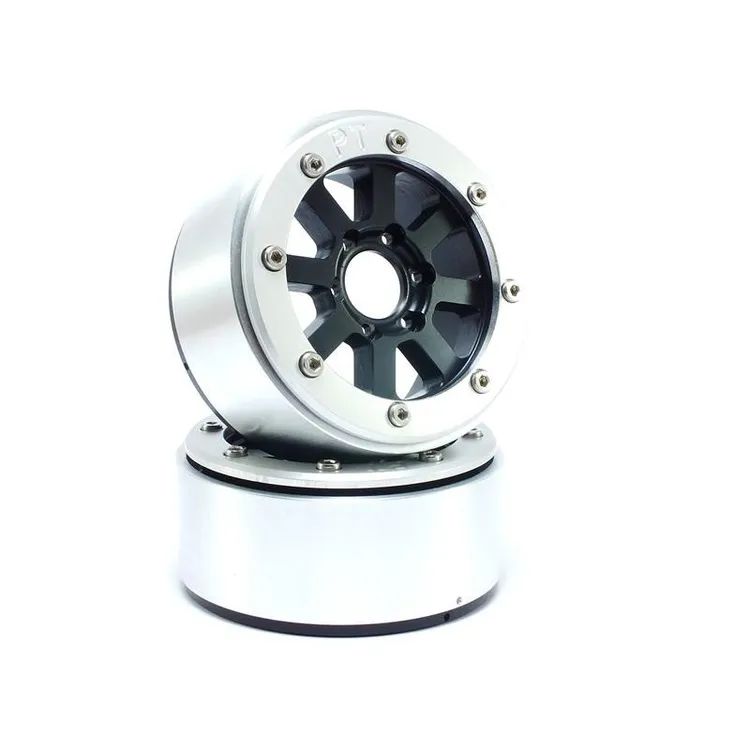 Cerchi in Alluminio Beadlock Wheels PT-Hammer Black/Silver 1.9'' w/o hub (2 pcs)