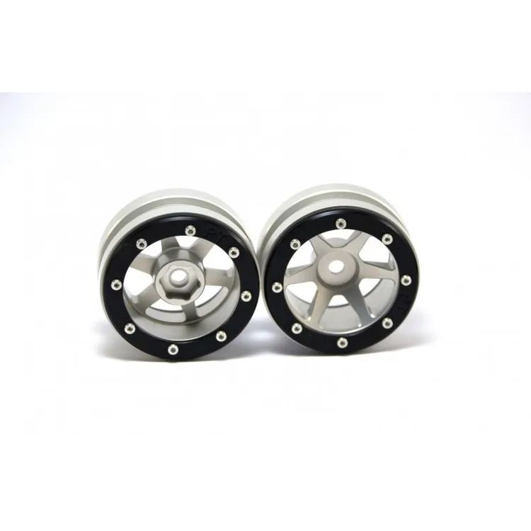 Cerchi in Alluminio Beadlock Wheels PT- Slingshot Silver/Black 1.9'' (2 pcs)
