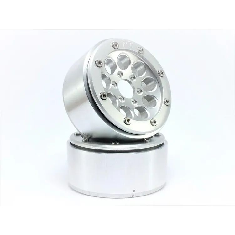 Cerchi in Alluminio Beadlock Wheels PT-Gun Silver/Silver 1.9'' w/o hub (2 pcs)