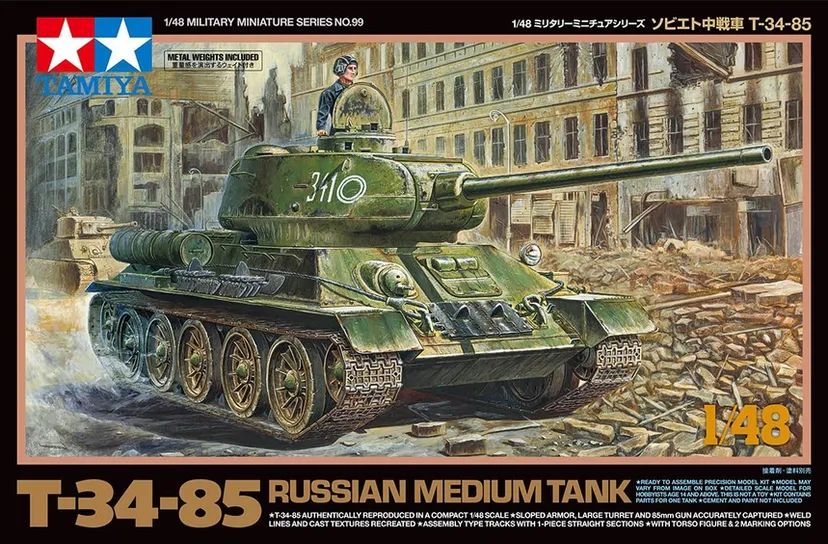 Russian Med Tank T34/85 1/48 Kit di Montaggio Tamiya