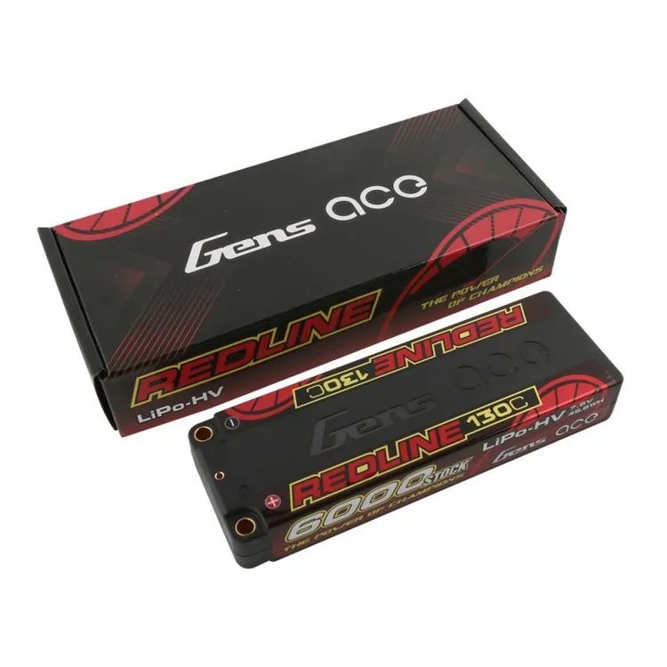 Gens Ace Redline Series 6000mAh 7.6V 130C 2S2P HardCase HV Lipo (5mm)