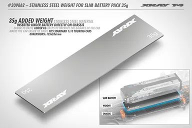 XRAY Stainless Steel Weight For Narrow Battery Pack 35g - 309862