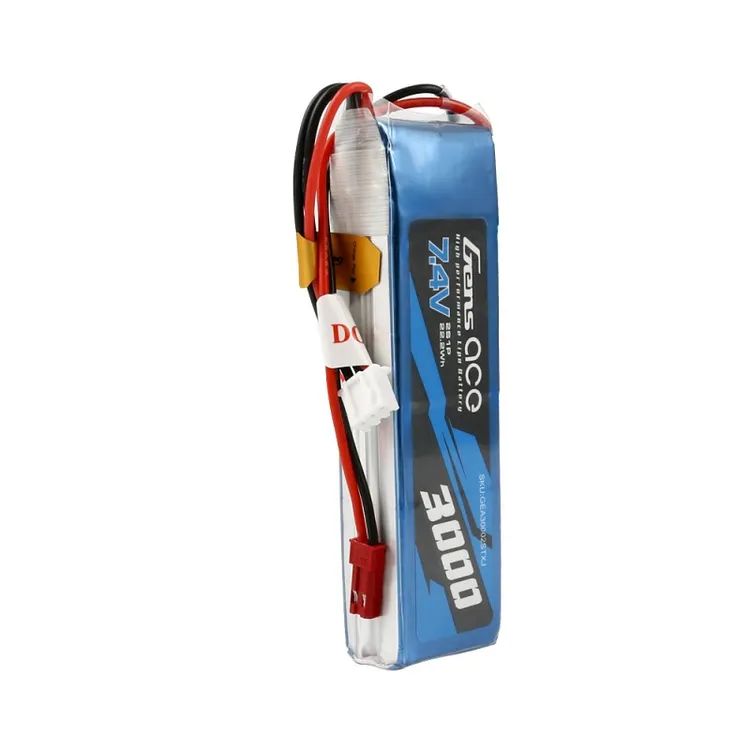 Gens Ace 3000mAh 7.4V 2S1P Lipo Battery Pack JST