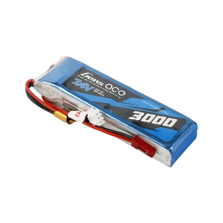 Gens Ace 3000mAh 7.4V 2S1P Lipo Battery Pack JST