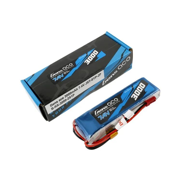 Gens Ace 3000mAh 7.4V 2S1P Lipo Battery Pack JST