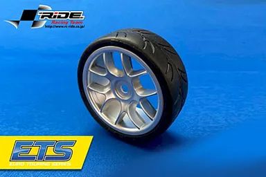 Ride 1/10 Belted Tires 24mm Pre-Glued with 10 Spoke Wheel Grey (4pcs)