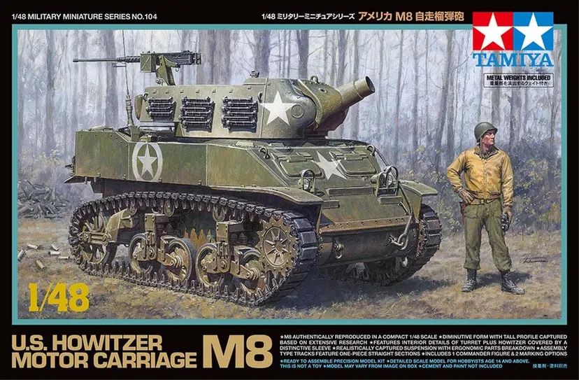 Howitzer Motor Carriage M8 1/48 Kit di Montaggio Tamiya - 32604