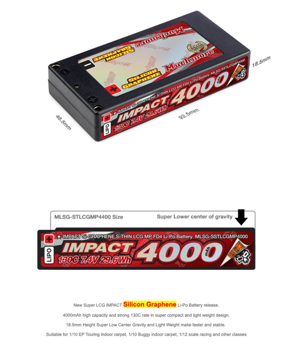 Muchmore Impact SG Thin LCG Max-Punch FD4 Shorty 4000mAh 7.4V 2S 130C LiPo (4mm, 164g)