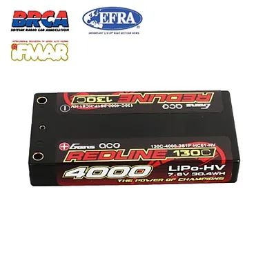 Gens Ace Redline Series Shorty 4000mAh 7.6V 2S 130C HV LiPo (4mm, 125g)