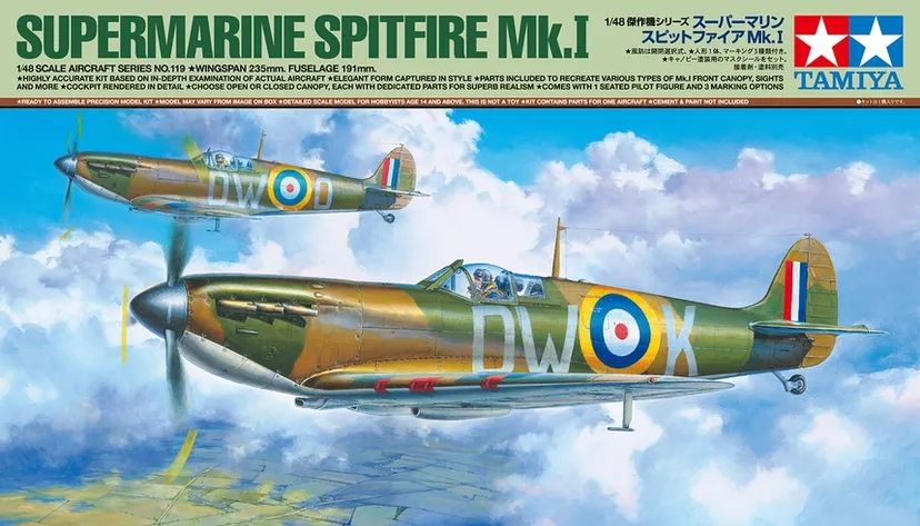 Supermarine Spitfire Mk.I 1/48 Kit di Montaggio Tamiya - 61119