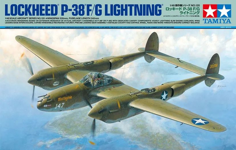 Lockheed P-38 F/G Lightning 1/48 Kit di Montaggio Tamiya - 61120
