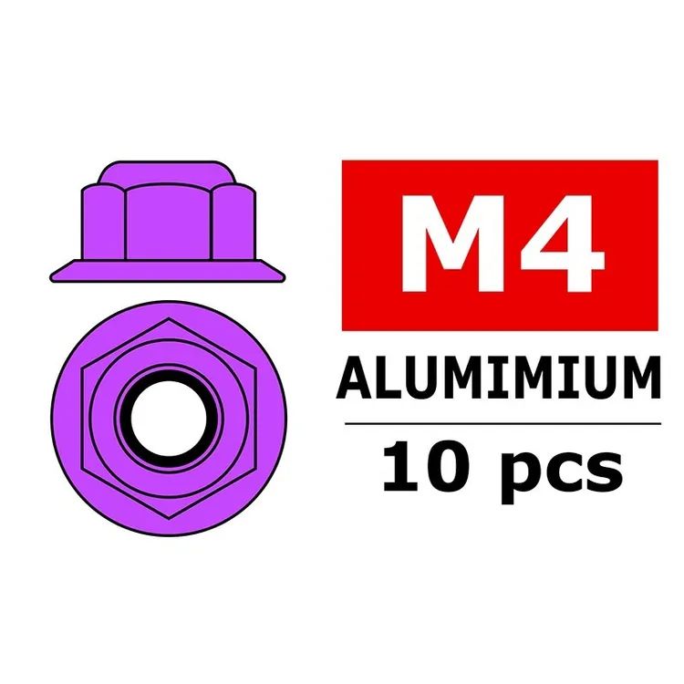 Dadi Alluminio Autobloccanti Flangiati M4 - Viola (10pcs)