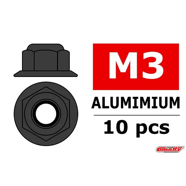 Dadi Alluminio Autobloccanti Flangiati M3 - Gun Metal (10pcs)