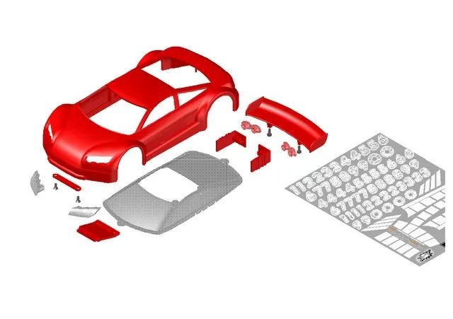 Jomurema 280371 - JR-GT01 Car Body Set- Neon Red