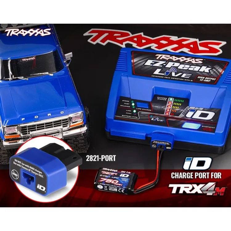 Adattatore ID TRX-4m 2A per ricarica batteria 2821 con caricabatterie Traxxas EZ-Peak ID