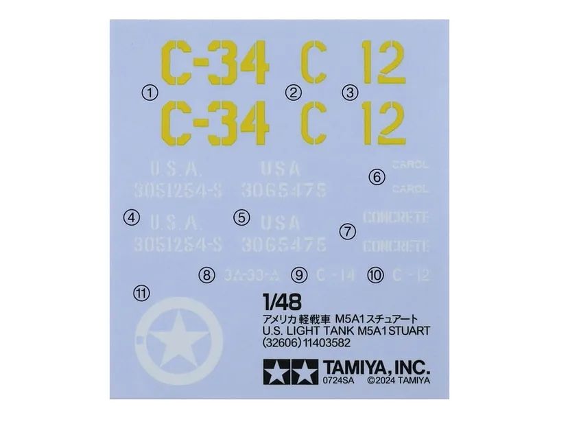US Light Tank M5A1 Stuart 1/48 Kit di Montaggio Tamiya