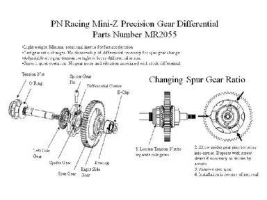 PN Racing Mini-Z Enclosed Cover Kit Spur Gear 64P 54T for Gear Differential