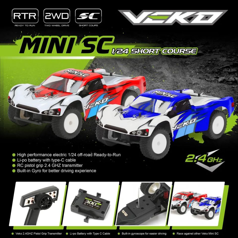 Veko Mini SC Blu 1:24 Short Course RTR con Gyro