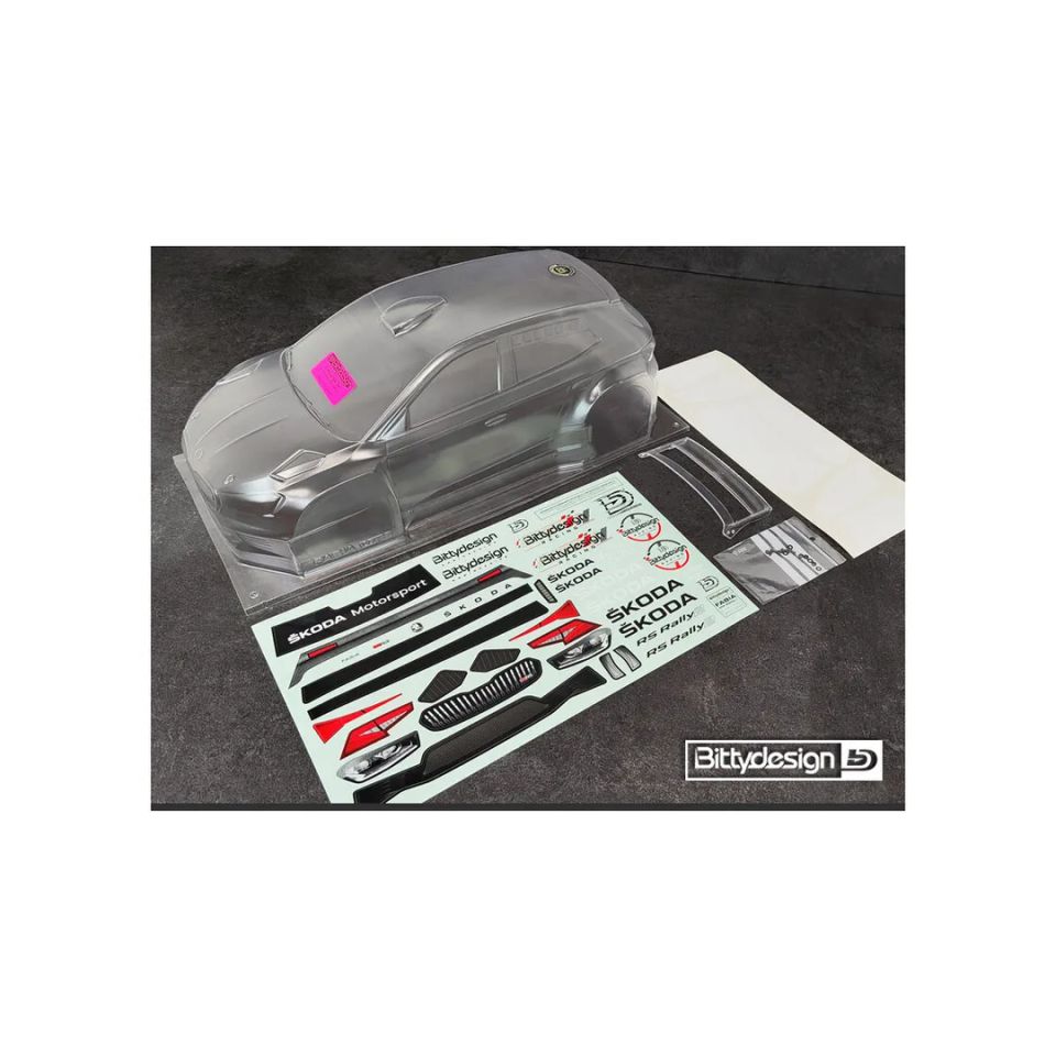 Carrozzeria SKODA Fabia RS Rally2 1/10 Bittydesign 190mm LightWeight 0,8mm Trasparente