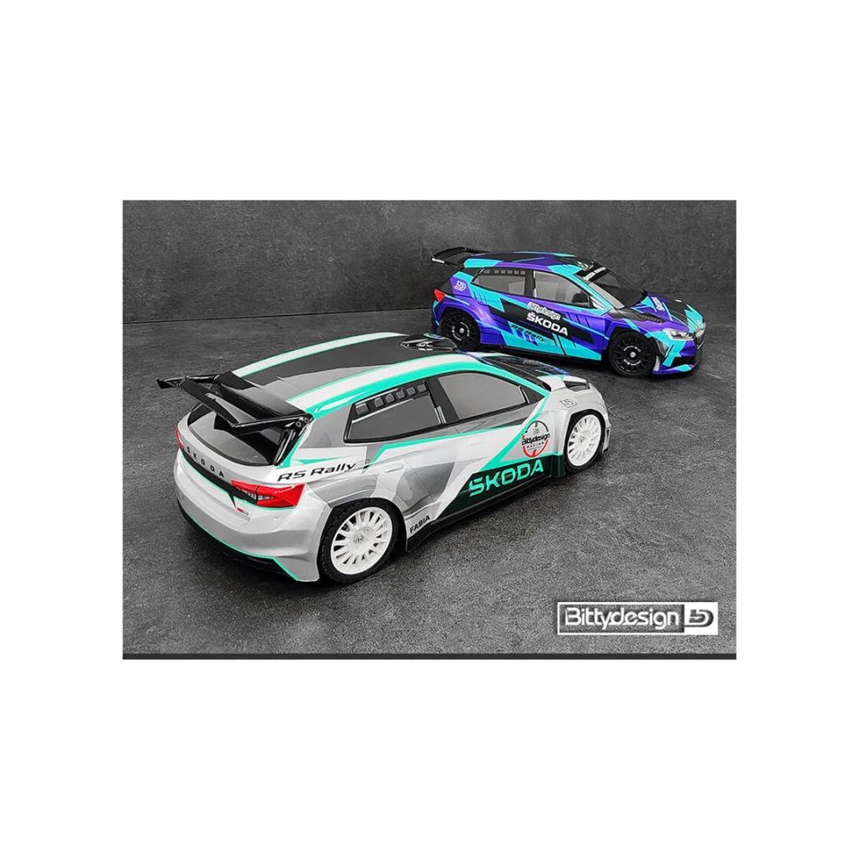 Carrozzeria SKODA Fabia RS Rally2 1/10 Bittydesign 190mm LightWeight 0,8mm Trasparente