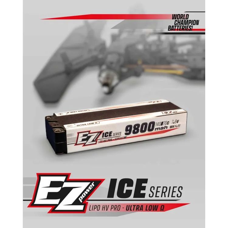 Ezpower Lipo 9800mah Long Run 7,6v 2s 140/70c HV PRO Ice Series - 5mm
