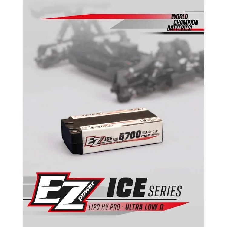 Ezpower Lipo 6700mah Shorty Long Run 7,6v 2s 140/70c HV PRO Ice Series - 5mm