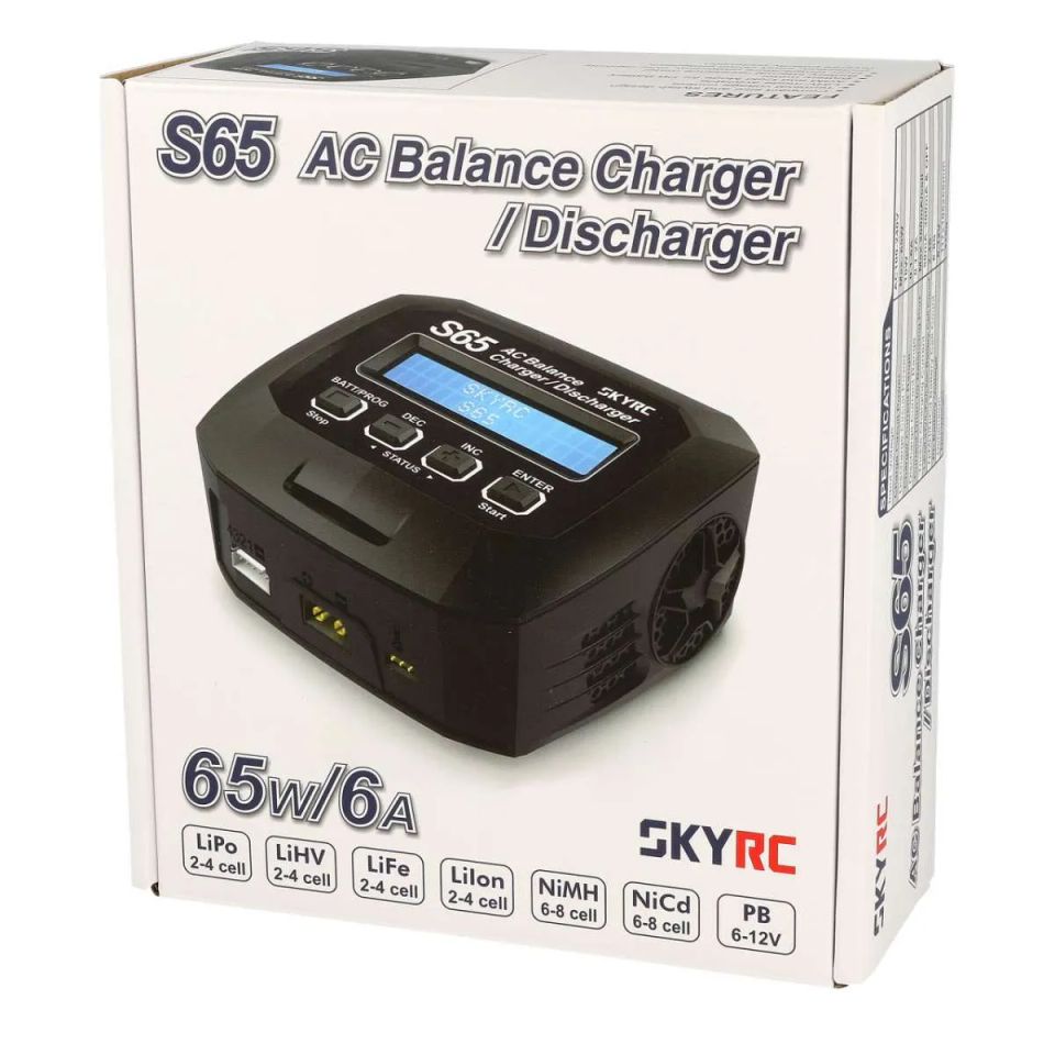 SkyRC S65 AC LiPo 2-4s 6A 65W Discharger 2A 10W
