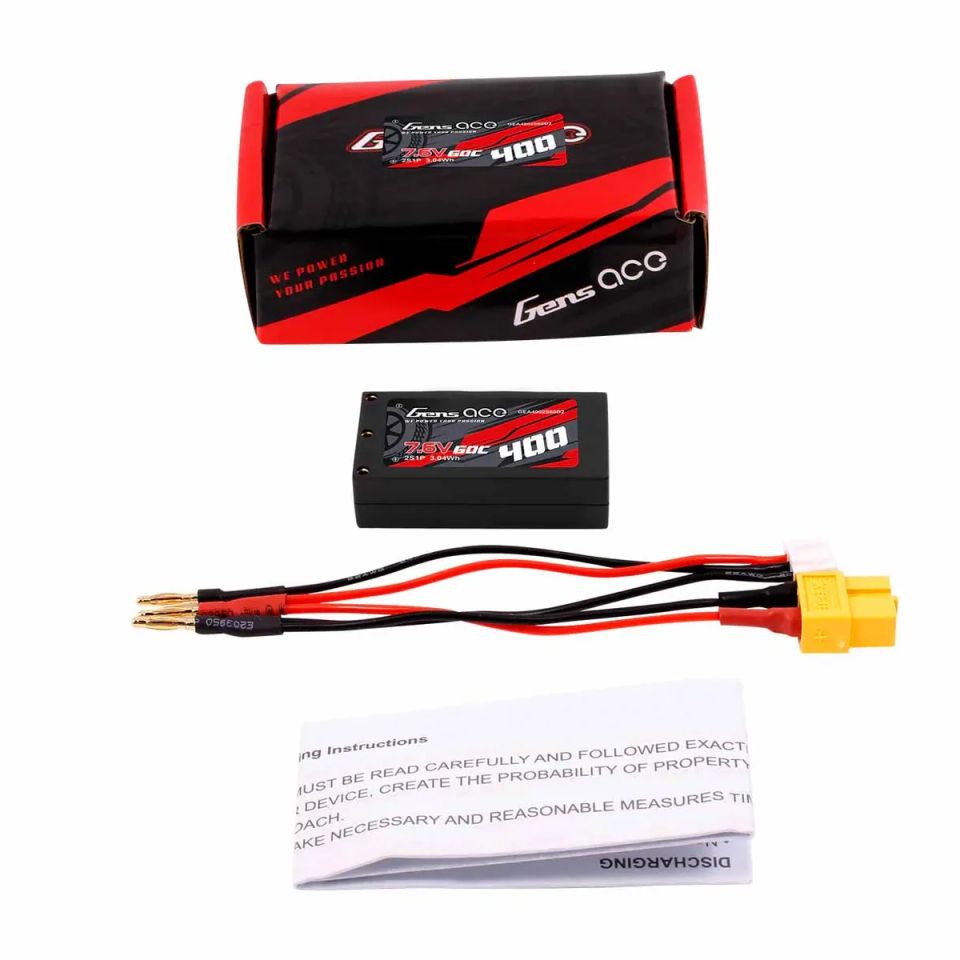 GensAce Mini 1:28 LiPo 2S HV 2.0 7.6V-400-60C(JST) 44x23x12mm 19g
